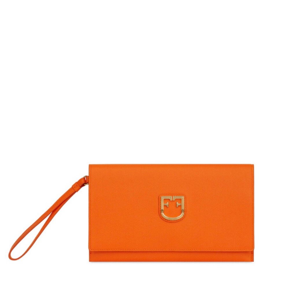 Orange Furla Belvedere Envelope Clutch